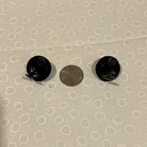 VTG ST. JOHN Round Black Rhinestone Button Stone EARRINGS - Picture 7 of 9
